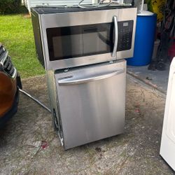 Samsung OTR microwave stainless steel dishwasher