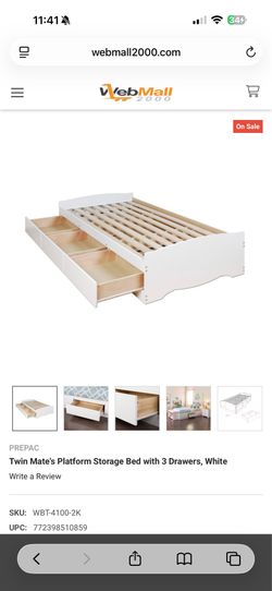 TWIN PLATFORM STORAGE BED WITH 3 DRAWERS
