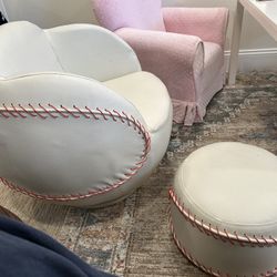 Kids Baseball Chair And Ottoman 