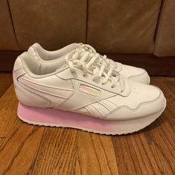 REEBOK HARMAN RIPPLE PLATFORM LACEUP SNEAKER WOMEN SHOES BEIGE/PINK SIZE 9