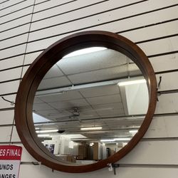 Round Wooden Mirror 