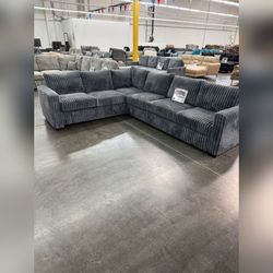 Jumbo corduroy sectional sofa Gray