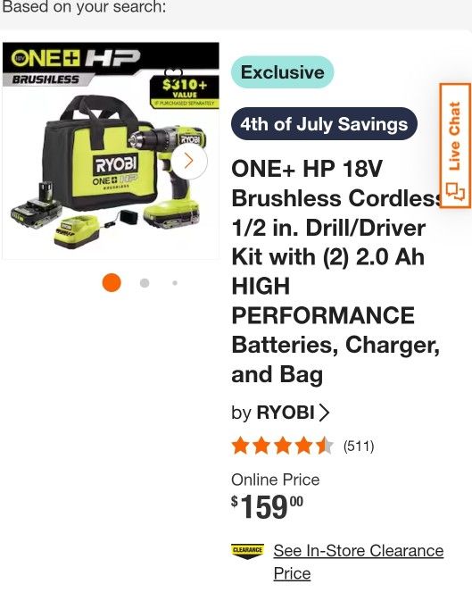 Ryobi Brushless 18v 1/2 Drill