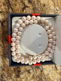 White Pearl Strand Necklace with Silver Clasp