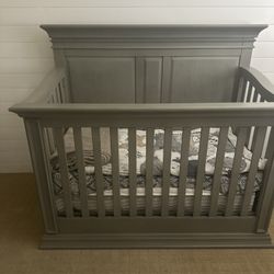 Grey Wooden Baby Crib ( Excellent Condition ) 