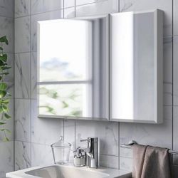 30 in. W x 26 in. H Rectangular Aluminium Surface Mount Medicine Cabinet with Mirror in Silver