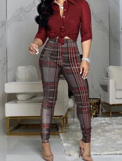 Plaid Pants Set