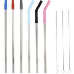 Reusable Stainless Steel Straw Set With Cleaning Brushes