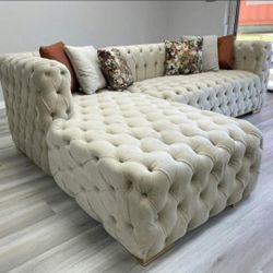 Syxtyx  Velvet Sectional Sofa Couch 