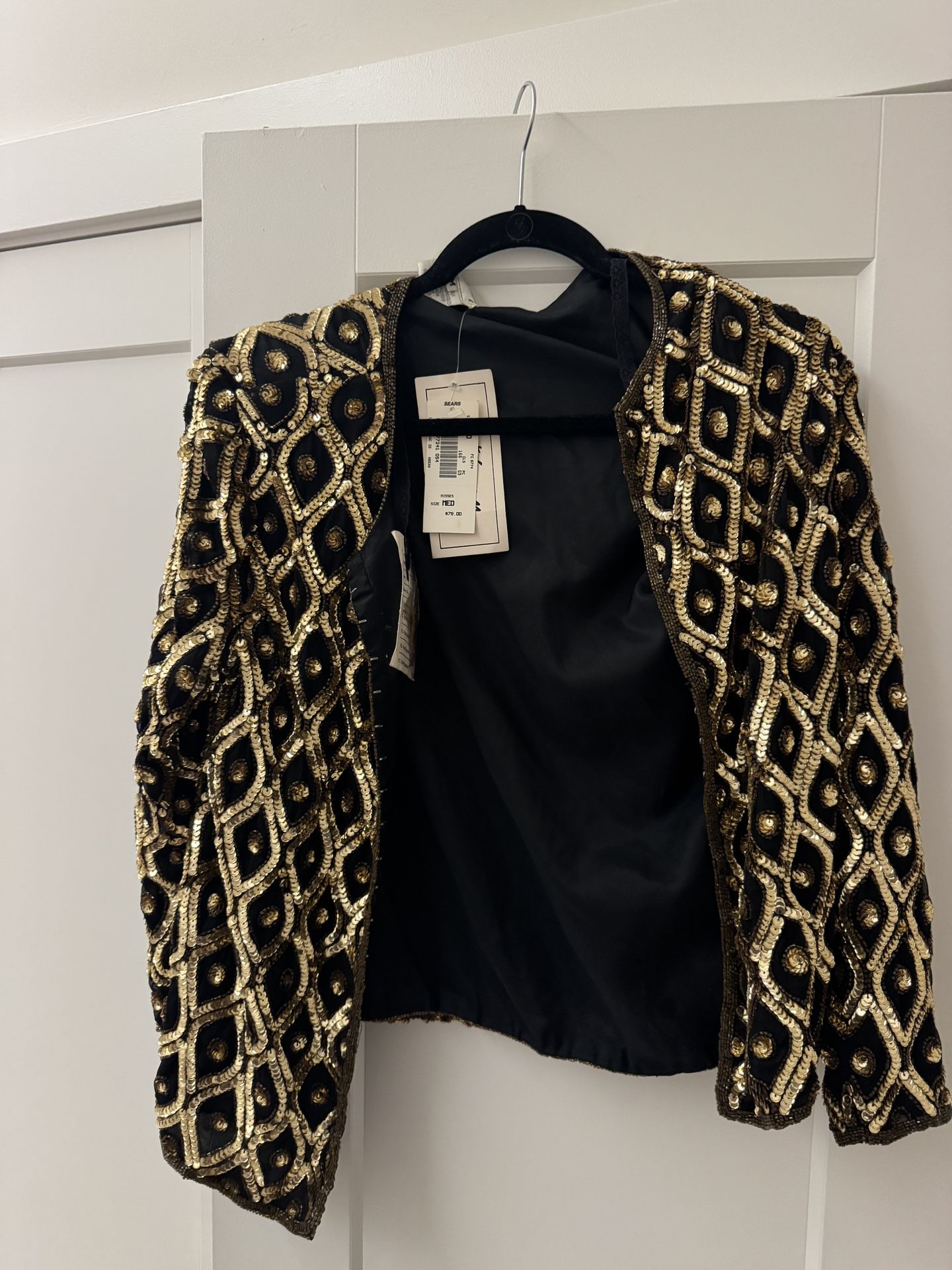 Vintage Stenay Silk Gold Sequin Beaded Jacket – Size Medium - NWT