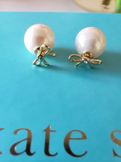 KATE SPADE PEARL BOW DOUBLE SIDE EARRINGS