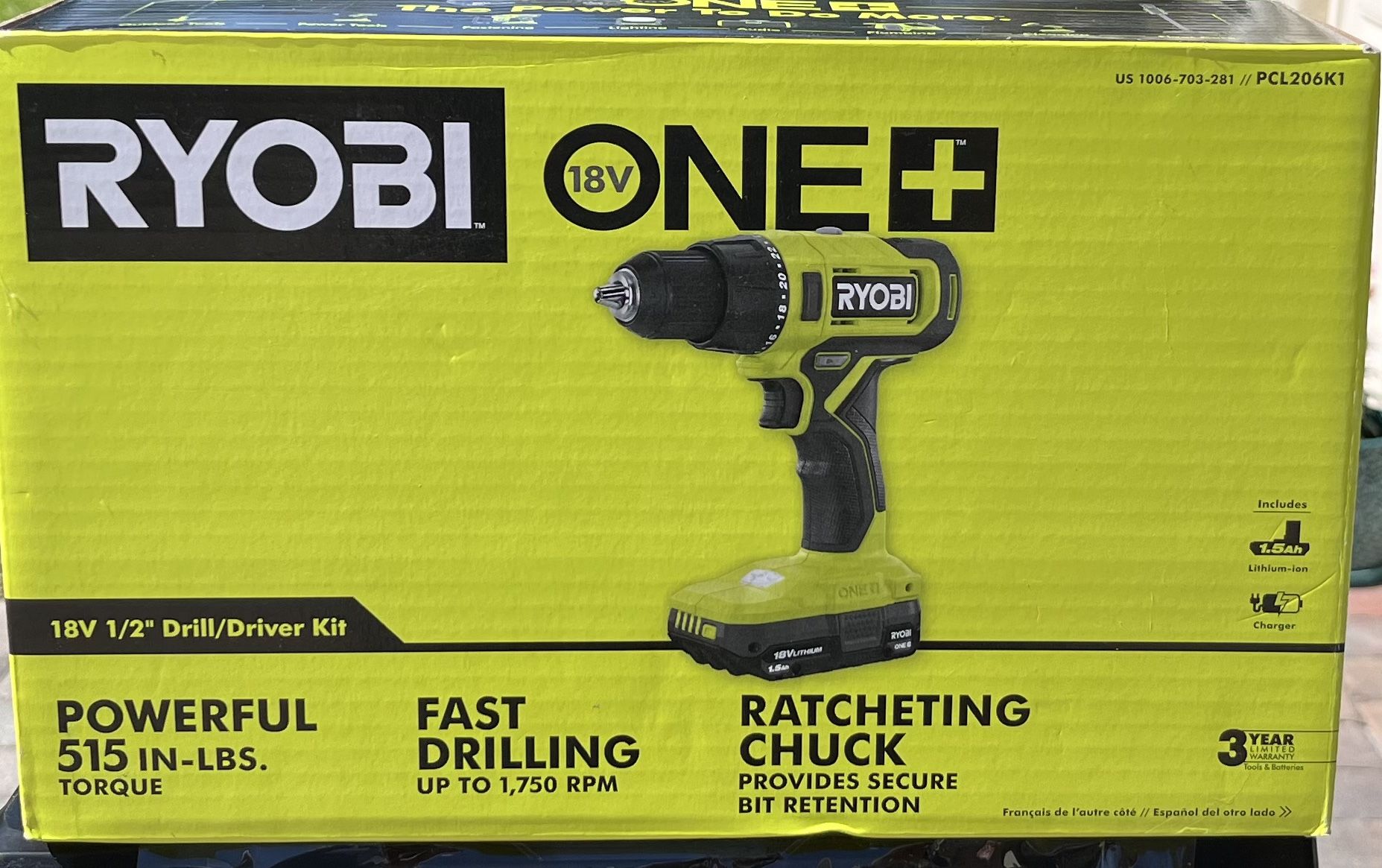 Ryobi 18 V 1/2” Drill/Driver Kit