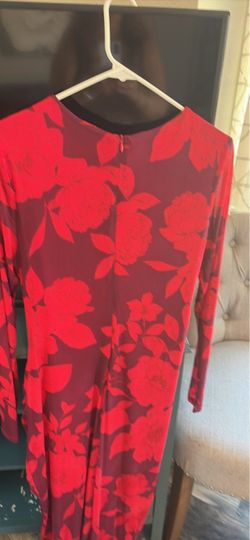 Red Floral Long Sleeve Dress