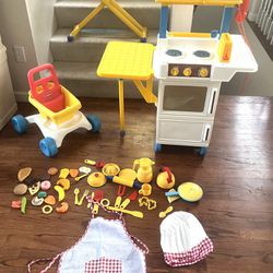 Adorable Play Kitchen, Ironing Board, Shopping Cart, Play Food & More! ($65)