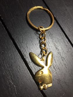 Gold Tone Playboy Bunny Keychain