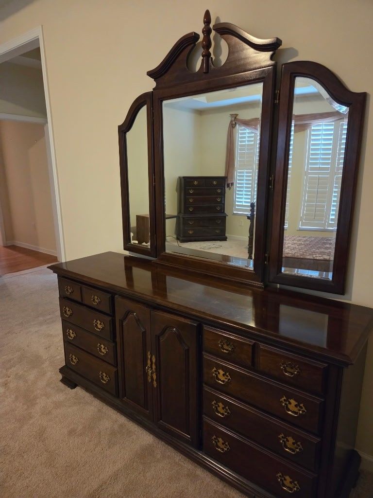 Mahogany Vintage Dresser and Mirror 