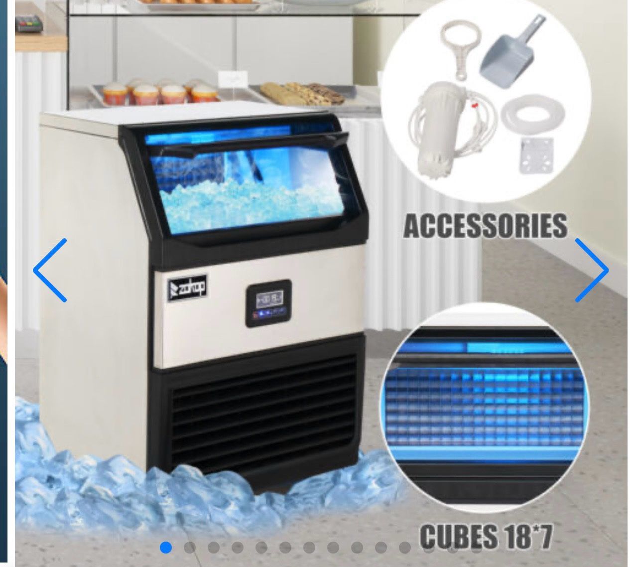 ZOKOP Built-in 320 Lbs Commercial Stainless Steel Ice Maker Machine Bar Service