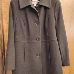 Women's Large Black Wool Lined Coat