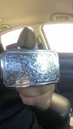 Silver Floral Embossed Belt Buckle
