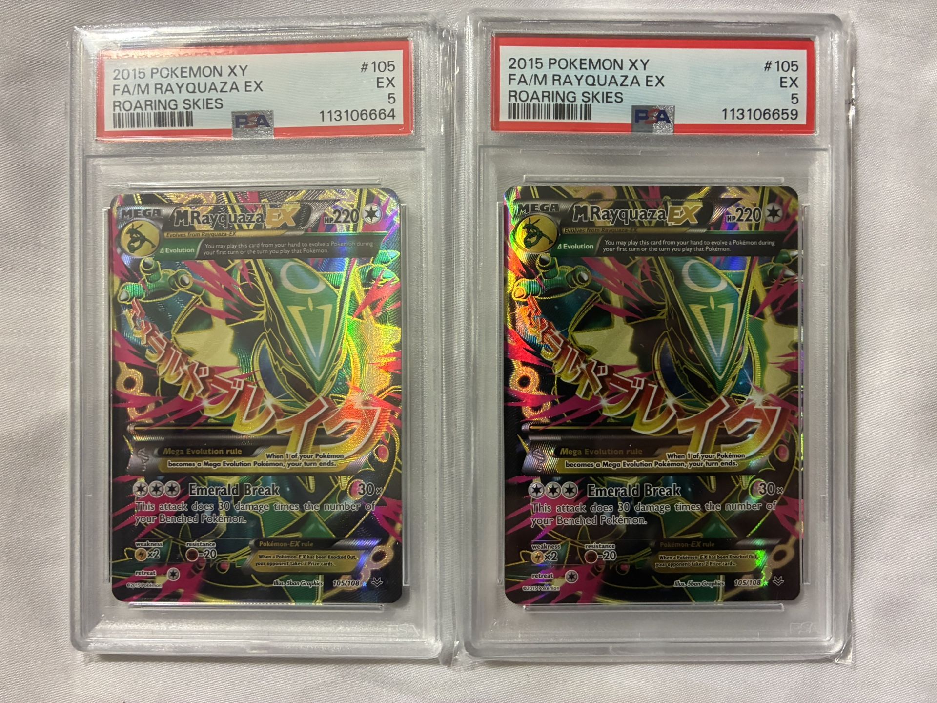 2 X M Rayquaza Ex 105 Roaring Skies PSA POKEMON CARDS