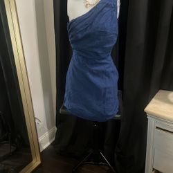  Abercrombie and Fitch Blue One-Shoulder Dress size X Small NWT 