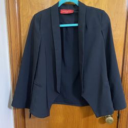 Women’s Akira Chicago Red Label Black Lined Cape Blazer Medium 