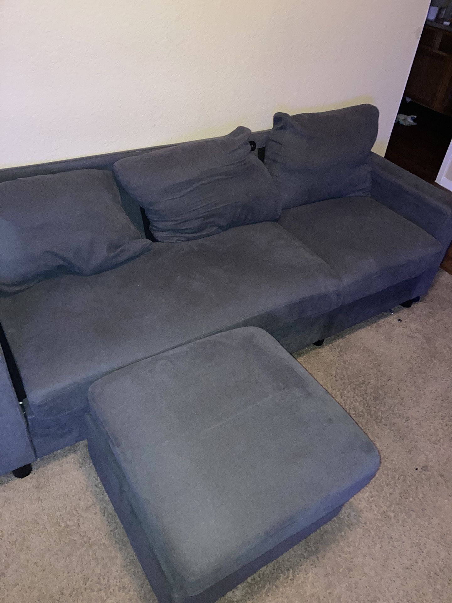 Grey Sofa With Movable/separate Sectional