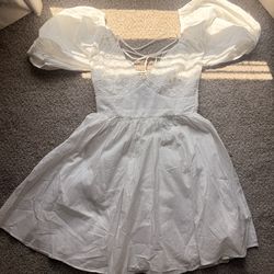 Princess Polly White Lace Puff Sleeve Dress