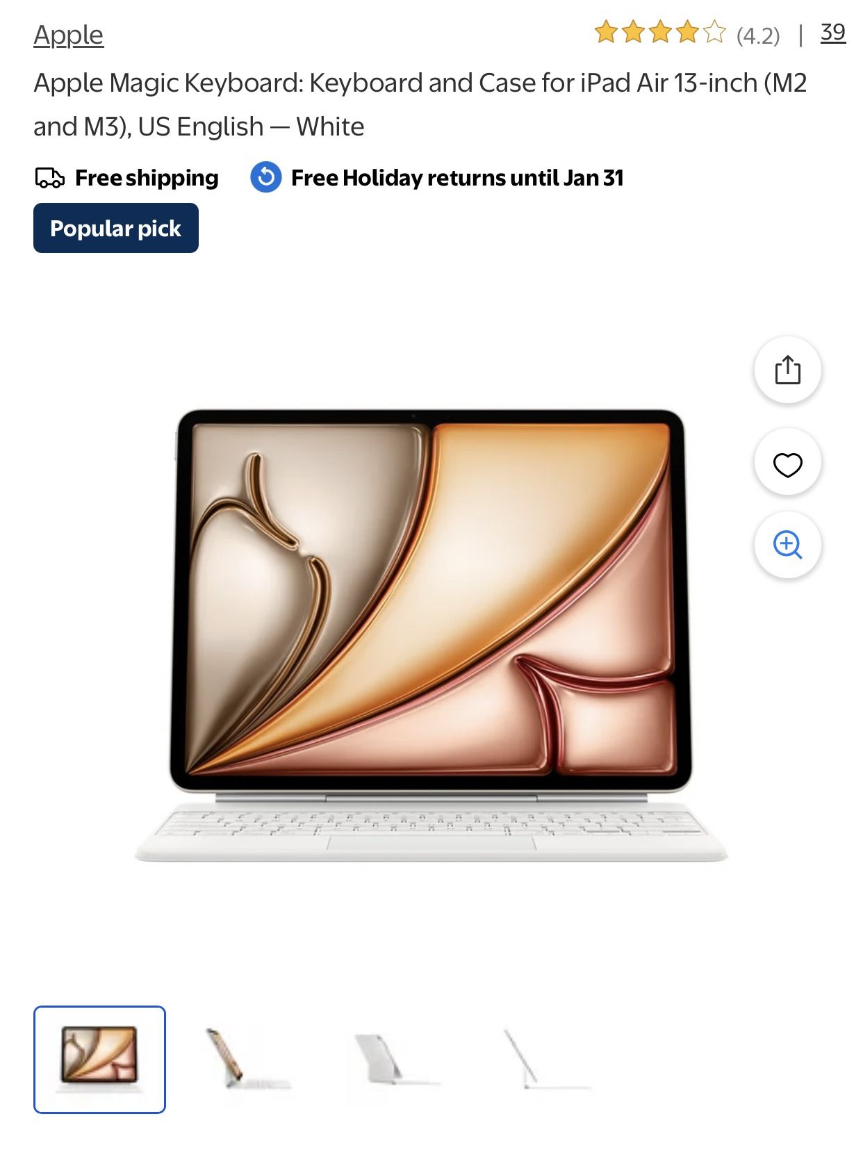 Apple Magic Keyboard and Case for iPad Air 13 Inch - White