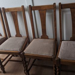 Vintage Oak Barley Twist Chairs Set Of 4