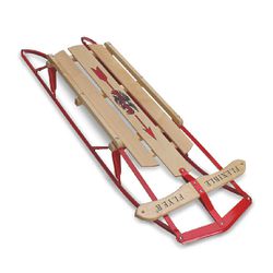 Flexible Flyer Metal Runner Sled. Steel & Wood Steering Snow Slider -