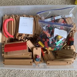 Vintage Wooden Train Tracks And Trains