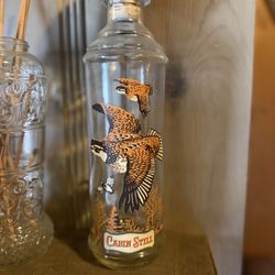 Vintage 1968 Cabin Still Bourbon Whiskey Bottle Glass Decanter With Cork