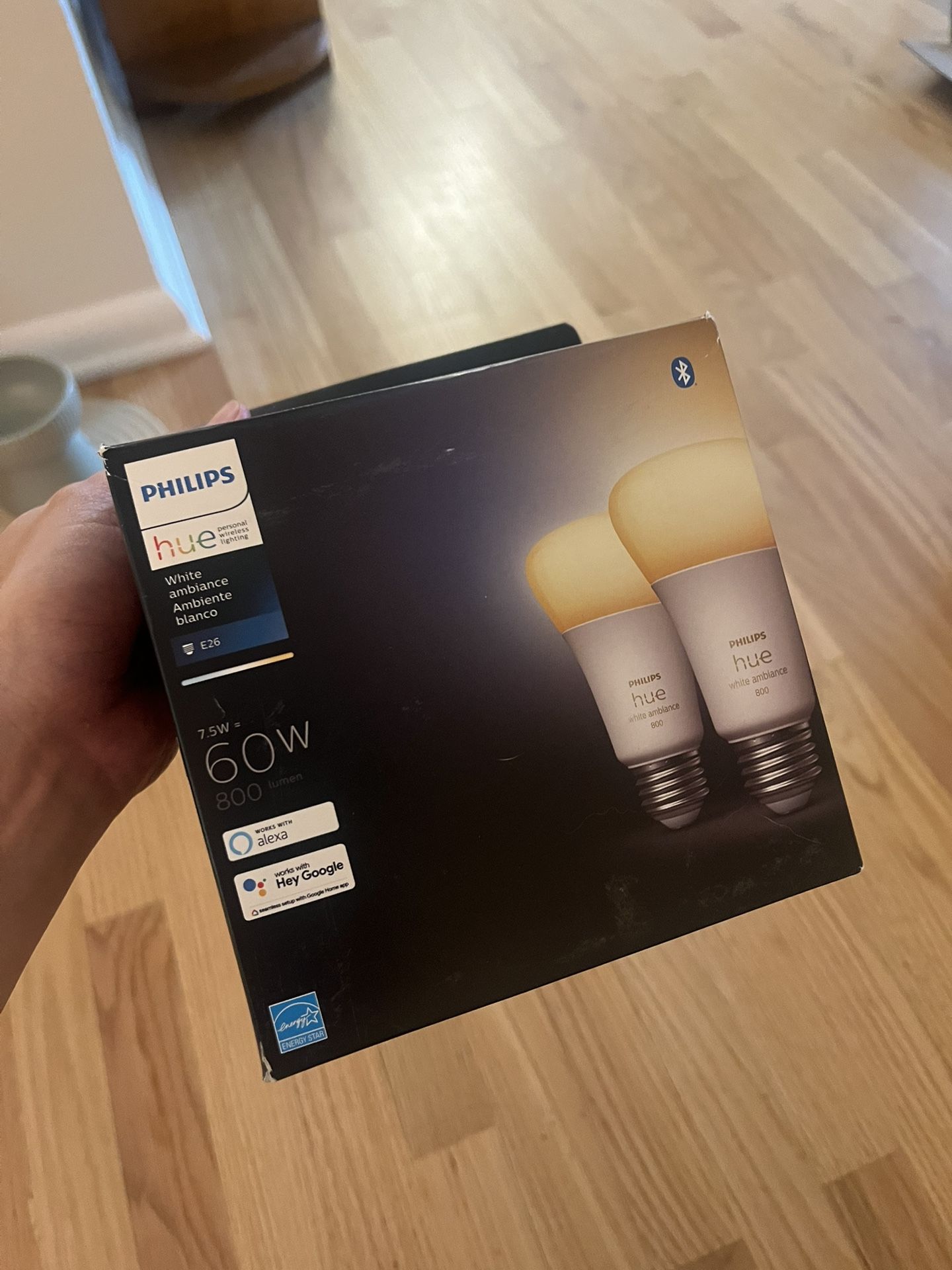 Two White Ambiance Phillips Hue Bulbs