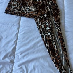 Brand New Windsor Leopard Print Asymmetrical Ruched Midi Skirt (S)