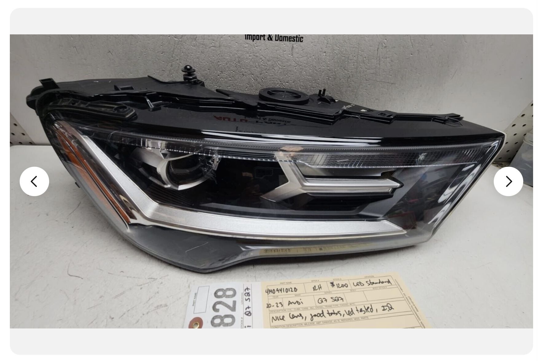 2020 - 2021 - 2022 - 2023 AUDI Q7 SQ7 RIGHT STANDARD LED HEADLIGHT OEM AY06824