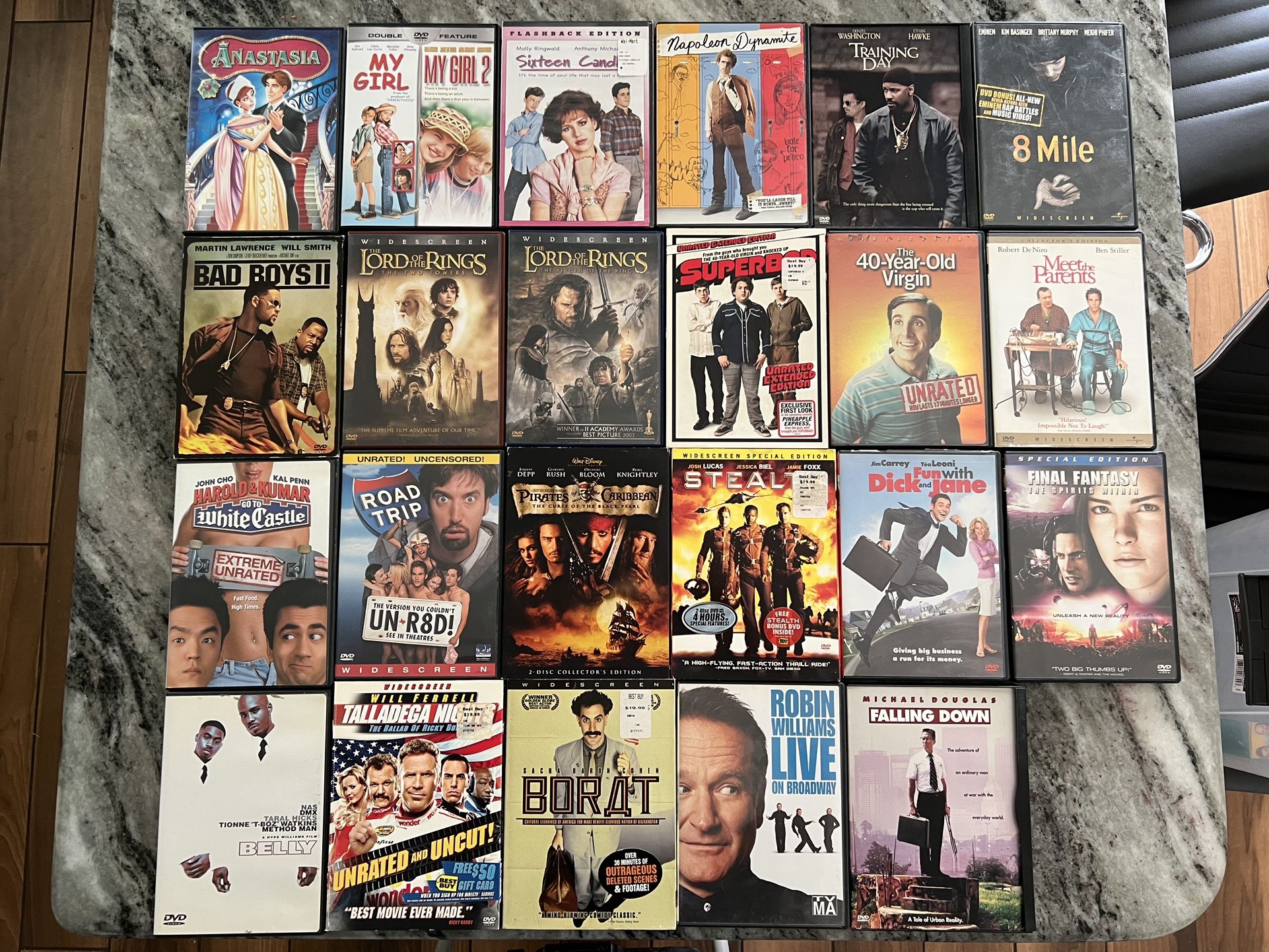DVD movies ($3 each)