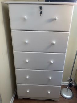 White 5-Drawer Tall Dresser — $65 OBO