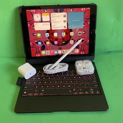 Apple IPad 9th Generation (10.2” Retina /Touch ID /IOS 18/ 2021 Model) 64GB with Pen, Keyboard  & Accessories
