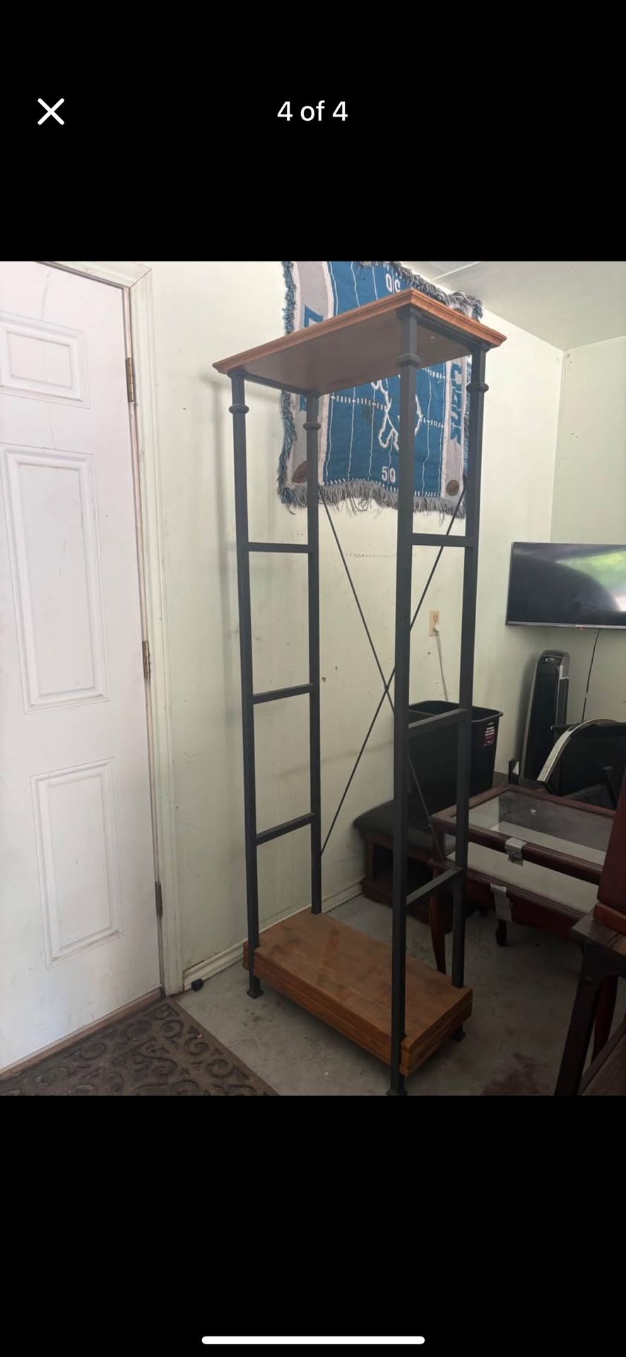 Industrial Wood Slat 5-Tier Shelf