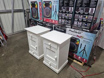 Pair of White Wooden Bedside Tables