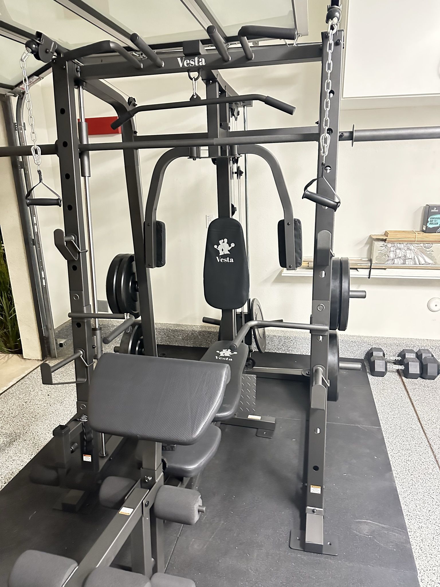 Smith Machine 1001 w/Bench Attachment | 230lb Bumpers Olympic Weights | 7ft Olympic Bar | Gym Equipment | FREE DELIVERY🚚