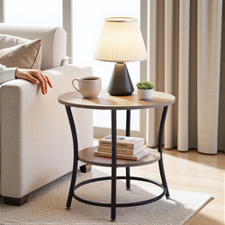 Homy Casa Jago 21.6” Round End Table, Compact Side Table for Living Spaces, Oak, Open Box