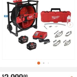 Milwaukee M18 18V Lithium-lon Cordless High Speed Drain Cleaner with 5/16 in. x 75 ft. Cable With 2 12ah Forge Battery And Charger 
