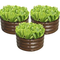 SnugNiture 3 Pcs 2x2x1ft Round Galvanized Raised Garden Bed Kit Outdoor, Metal Planter Box for Planting Plants Vegetables, Brown
