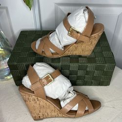 Brown Cork Women Wedges