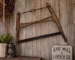 Antique Early 1900s Wooden Buck Saw 33” Primitive Logging Farm Tool