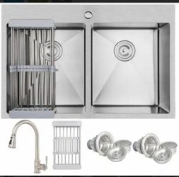 Stainless Steel Double Basin Kitchen Sink Set