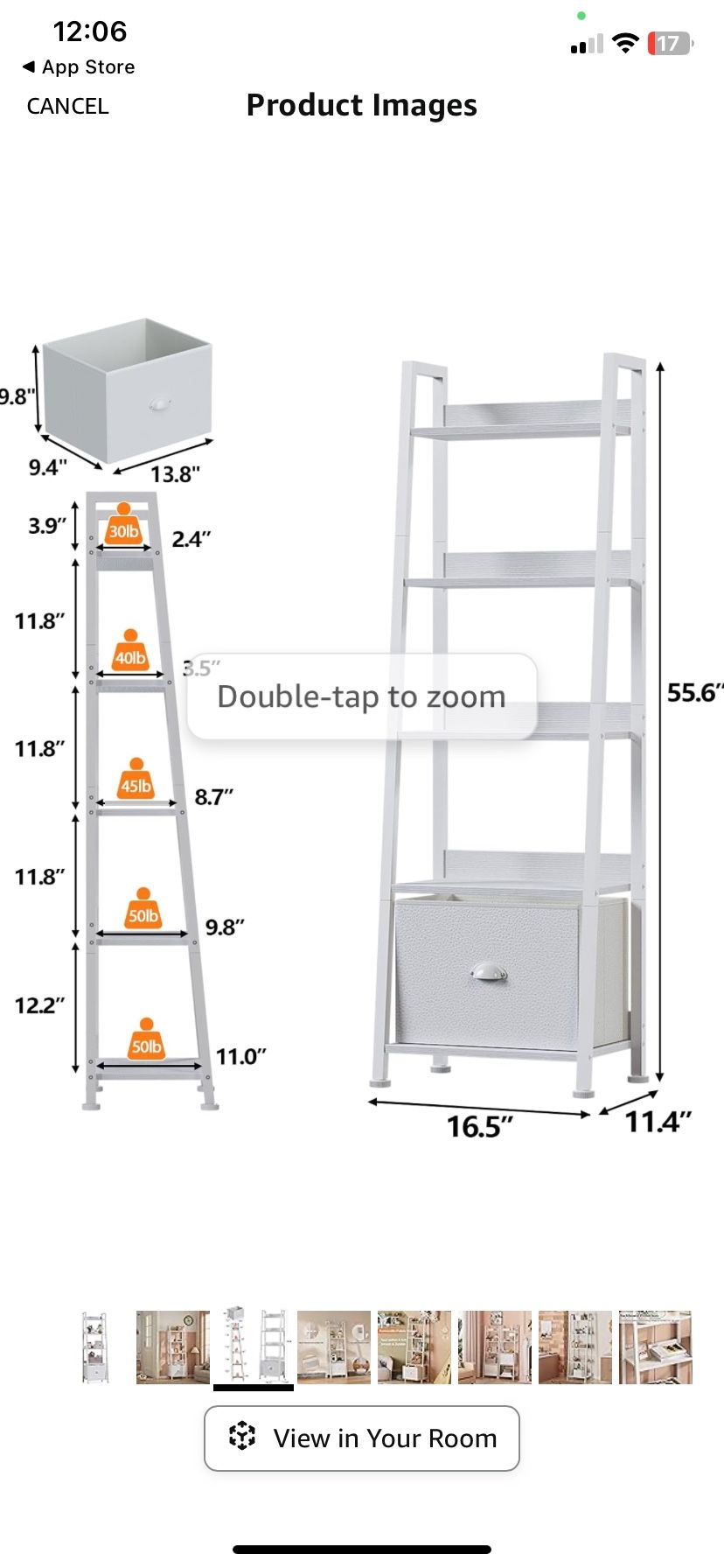 White 5 Tier Ladder With Drawer $30