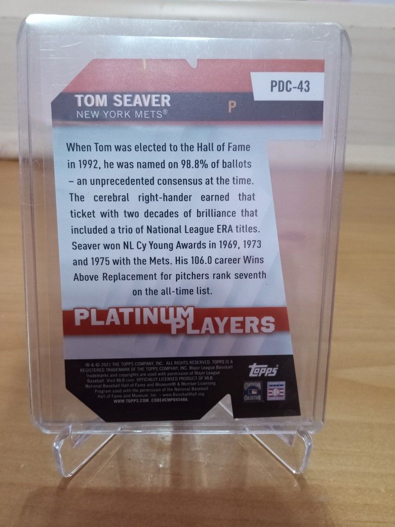 2021 TOPPS TOM SEAVER 70th ANNIVERSARY PATCH CARD for Sale in St. Louis, MO  - OfferUp